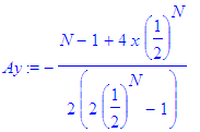 Ay := -1/2*(N-1+4*x*(1/2)^N)/(2*(1/2)^N-1)